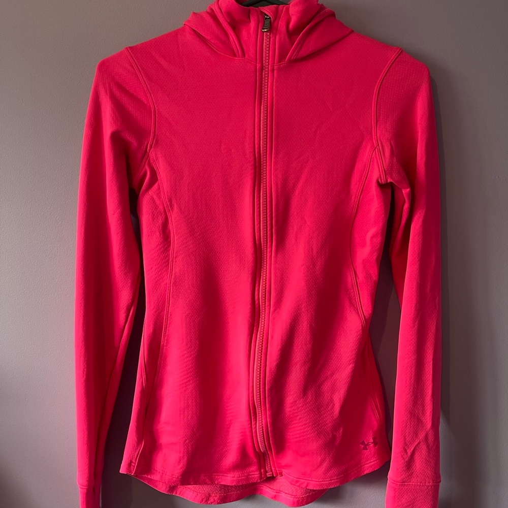 Highlighter pink under armour zip hoodie